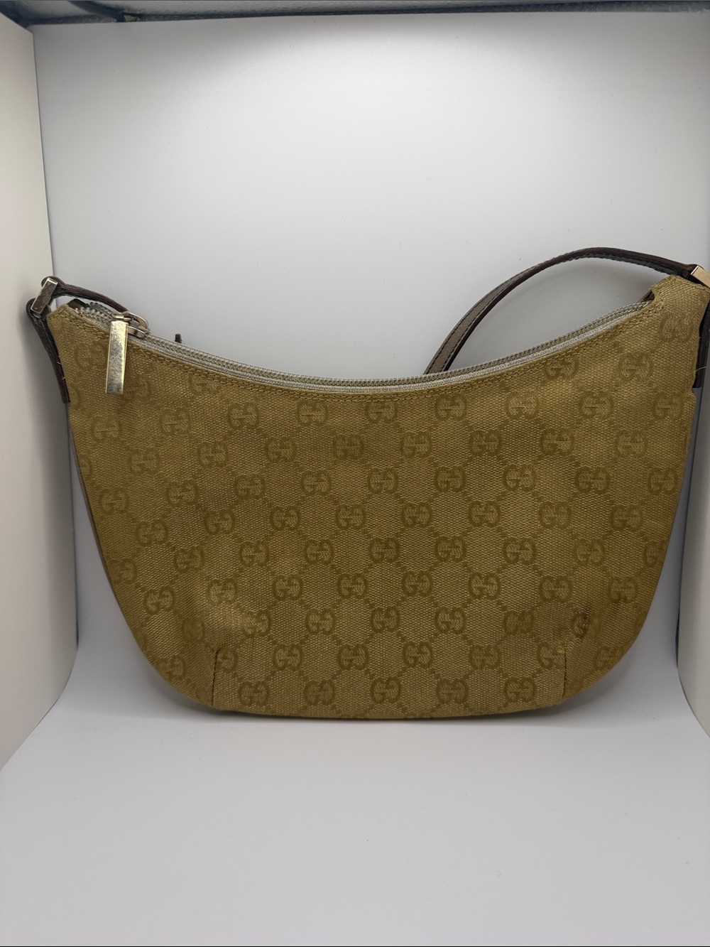 Gucci gold canvas and leather shoulder bag (TOM FORD ERA) - Picture 2 of 5